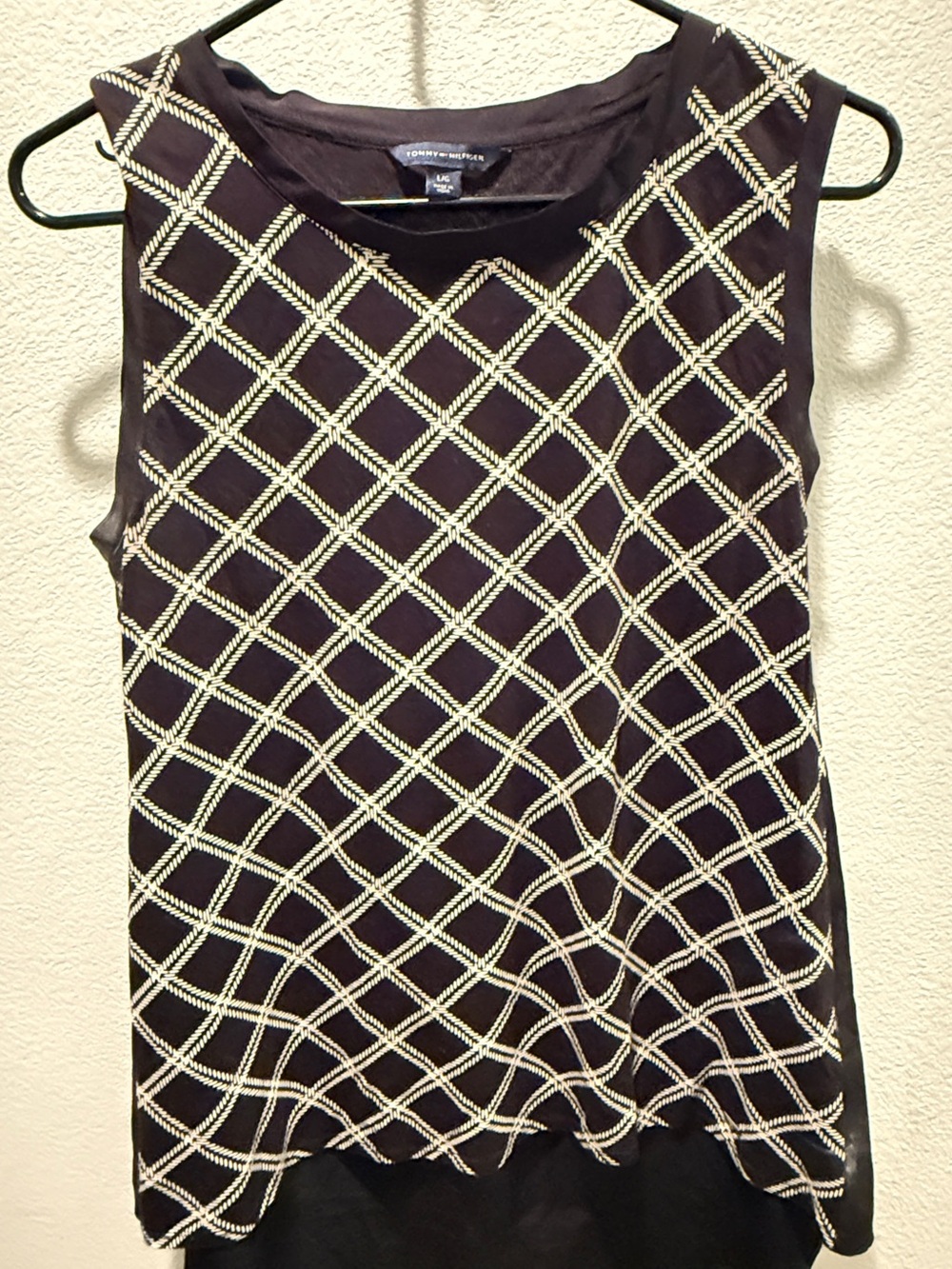 Tommy Hilfiger Black Sleeveless Top with Ivory Geometric Beading
